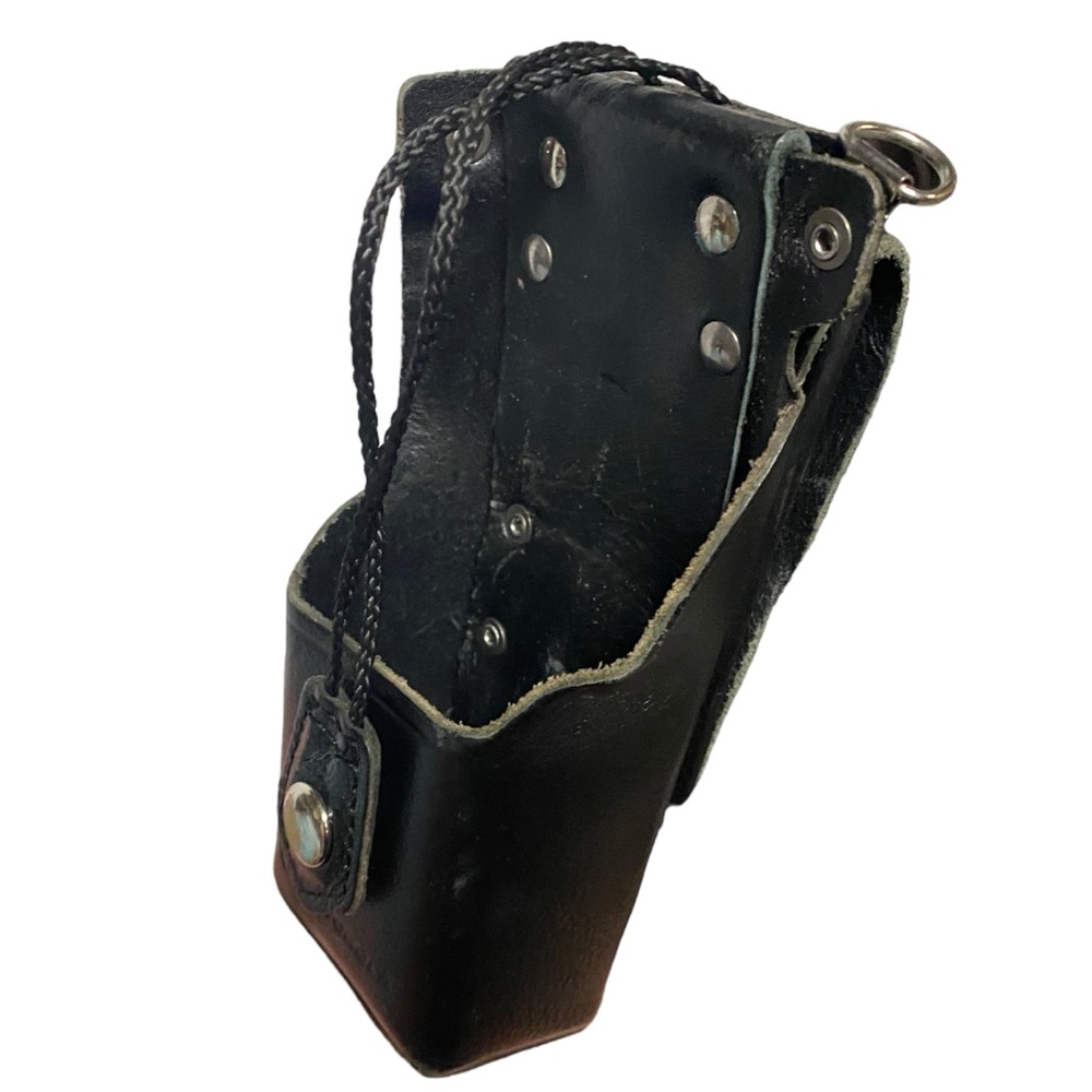 Motorola Portable Radio Belt Holder Leather Black Vintage Pack 2 Way Snap Close